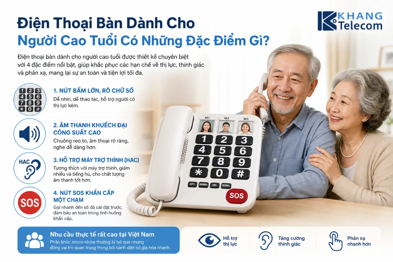 Điện Thoại Bàn Dành Cho Người Cao Tuổi Có Những Đặc Điểm Gì?