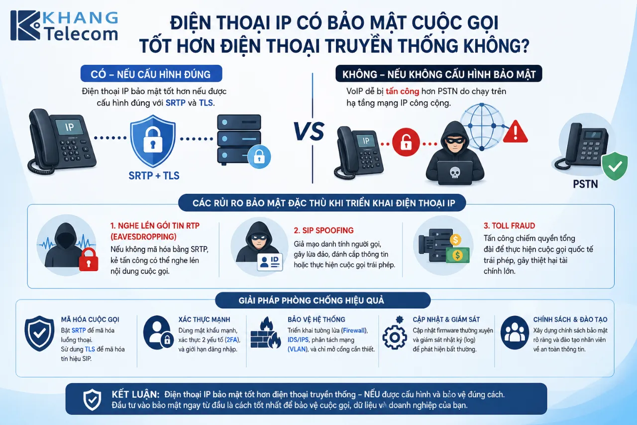 Điện Thoại IP Có Bảo Mật Cuộc Gọi Tốt Hơn Điện Thoại Truyền Thống Không?