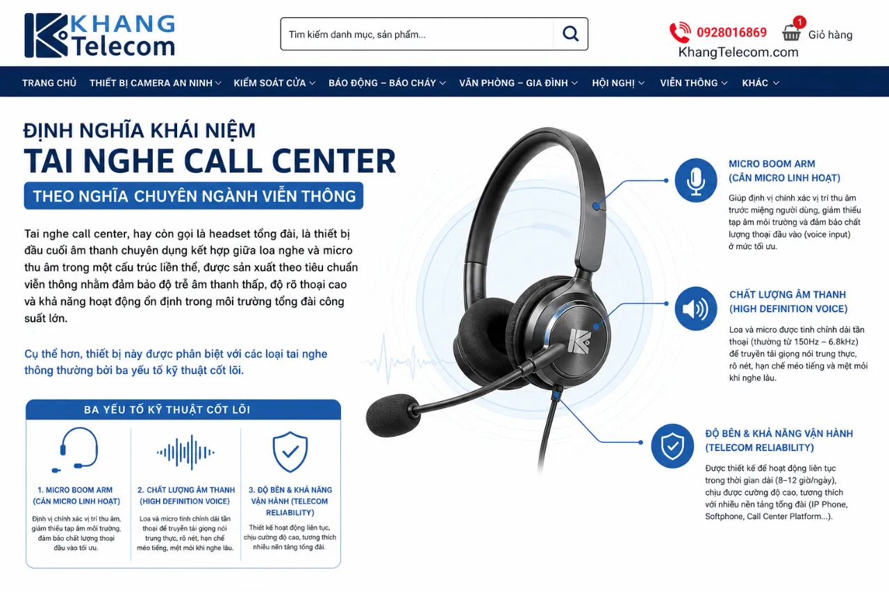 Định nghĩa khái niệm tai nghe call center theo nghĩa chuyên ngành viễn thông