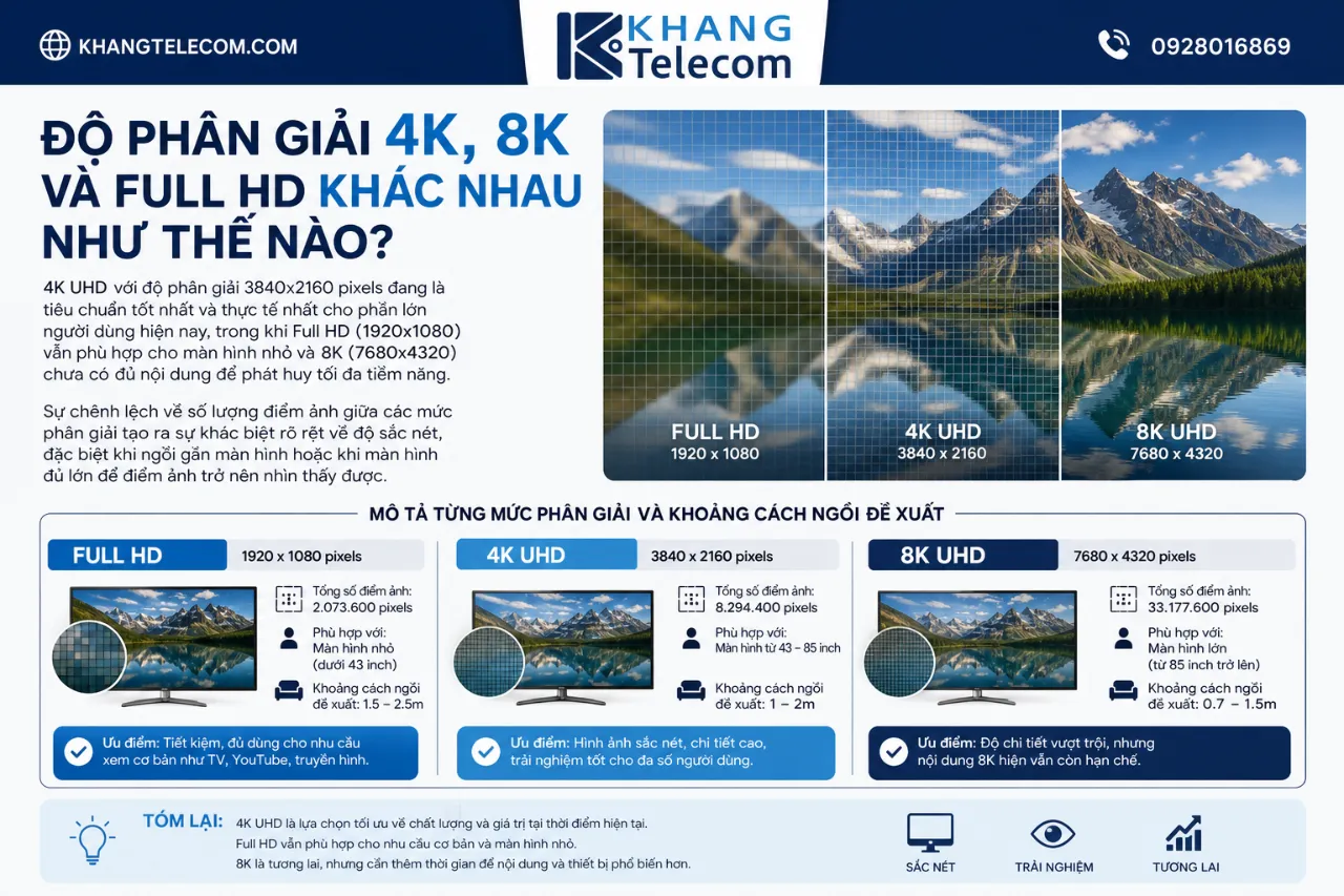 Độ Phân Giải 4K, 8K Và Full HD Khác Nhau Như Thế Nào?
