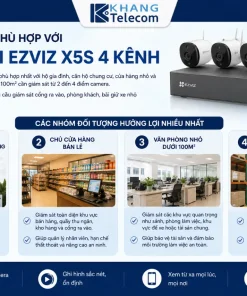 Đầu Ghi EZVIZ X5S: 4 Kênh Không Dây, H.265+, Hỗ Trợ Ổ 8TB