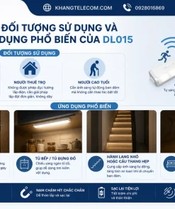 Đèn Led Cảm Biến DL015: PIR 3m, Pin AAA, Thân Nhôm