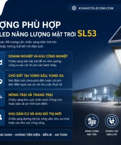 Đèn Pha LED Năng Lượng Mặt Trời SL53: 300W, IP65, 200m²