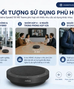 Loa Hội Nghị Jabra Speak2 55 MS Teams: 4 Mic, Bluetooth, USB-C