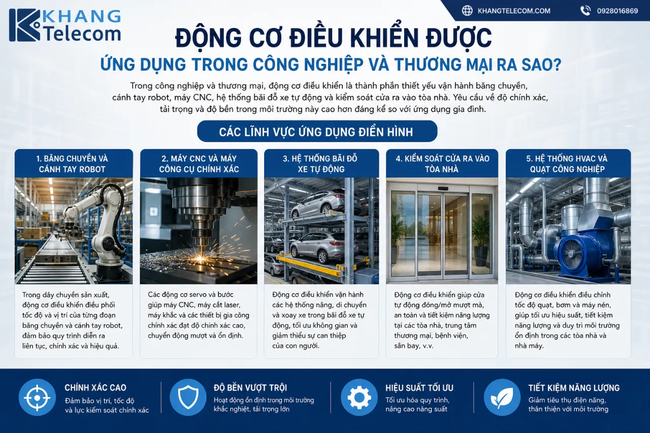 Động Cơ Điều Khiển Được Ứng Dụng Trong Công Nghiệp Và Thương Mại Ra Sao?