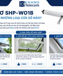 Động Cơ Mở Cửa Sổ Tuya SHP-WO1B: Wifi, 50kg, 50cm