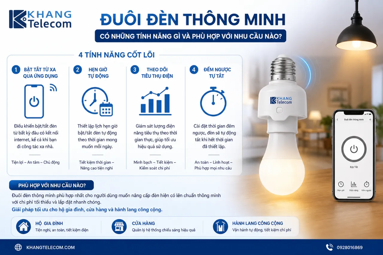Đuôi đèn thông minh có những tính năng gì và phù hợp với nhu cầu nào?