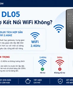 Khóa Cửa Vân Tay EZVIZ DL05: 7 Cách Mở, IP65, App, Pin AA, Type-C