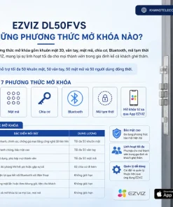 Khóa Cửa EZVIZ DL50FVS: 3D Face, 4 Inch, App, Pin 5000mAh, IP54