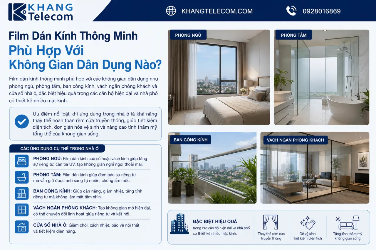Film Dán Kính Thông Minh Phù Hợp Với Không Gian Dân Dụng Nào?
