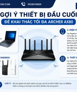 Router Wifi 6 TP-Link Archer AX80: AX6000, 2.5G, 160MHz, OneMesh