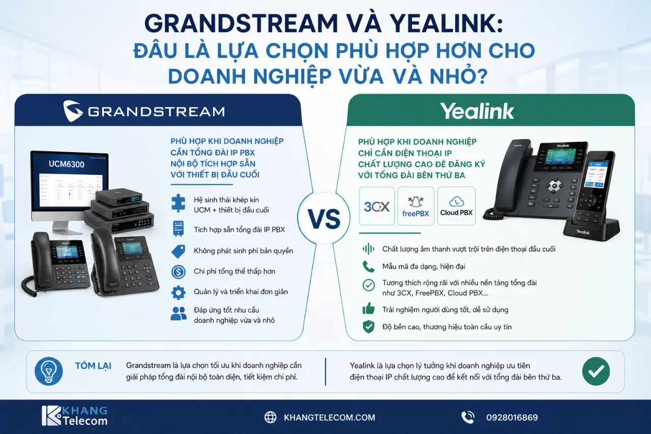 Grandstream và Yealink: Đâu là lựa chọn phù hợp hơn cho doanh nghiệp vừa và nhỏ?