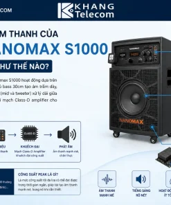 Loa Kéo Nanomax S1000: 450W, Bass 30cm, Pin 4-6 Giờ