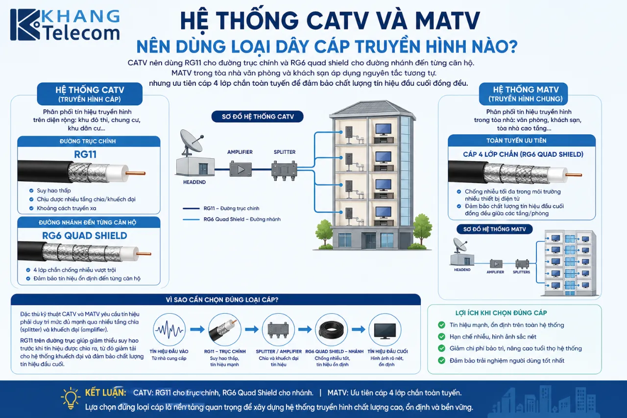 Hệ Thống CATV Và MATV Nên Dùng Loại Dây Cáp Truyền Hình Nào?