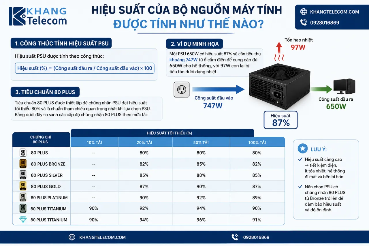 Hiệu Suất Của Bộ Nguồn Máy Tính Được Tính Như Thế Nào?