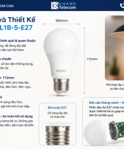 Bóng Đèn LED IMOU CL1B-5-E27: 9W, E27, WiFi, 806lm, 2700-6500K