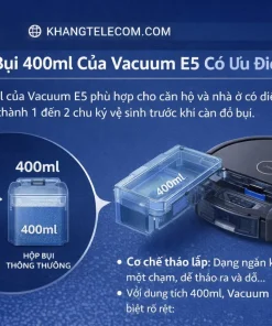 Robot Hút Bụi Vacuum E5: 2000Pa, Hộp Bụi 400ml, App