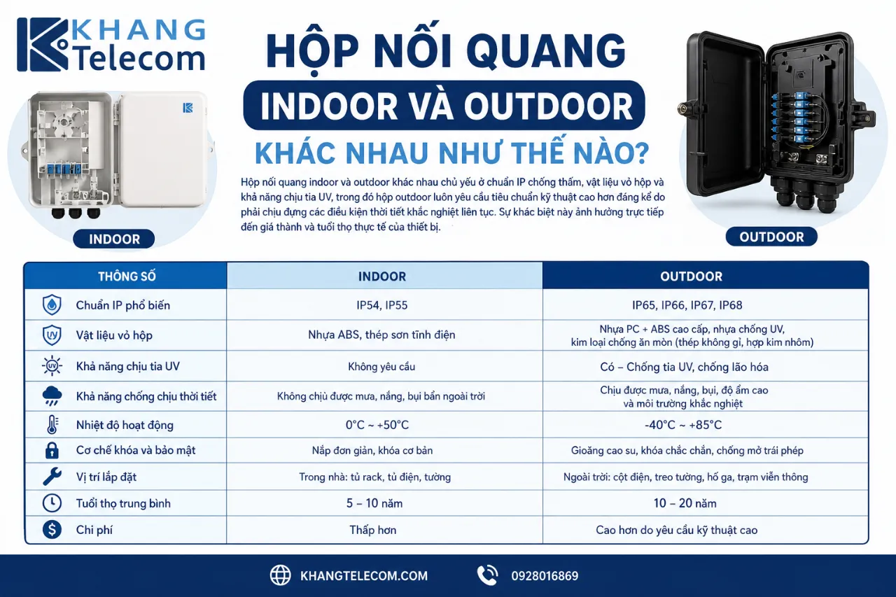 Hộp Nối Quang Indoor Và Outdoor Khác Nhau Như Thế Nào?