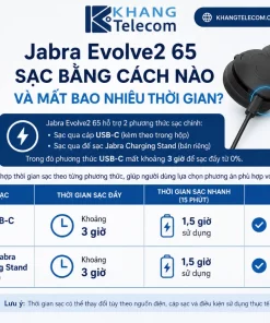 Jabra Evolve2 65 Sạc Bằng Cách Nào Và Mất Bao Nhiêu Thời Gian?