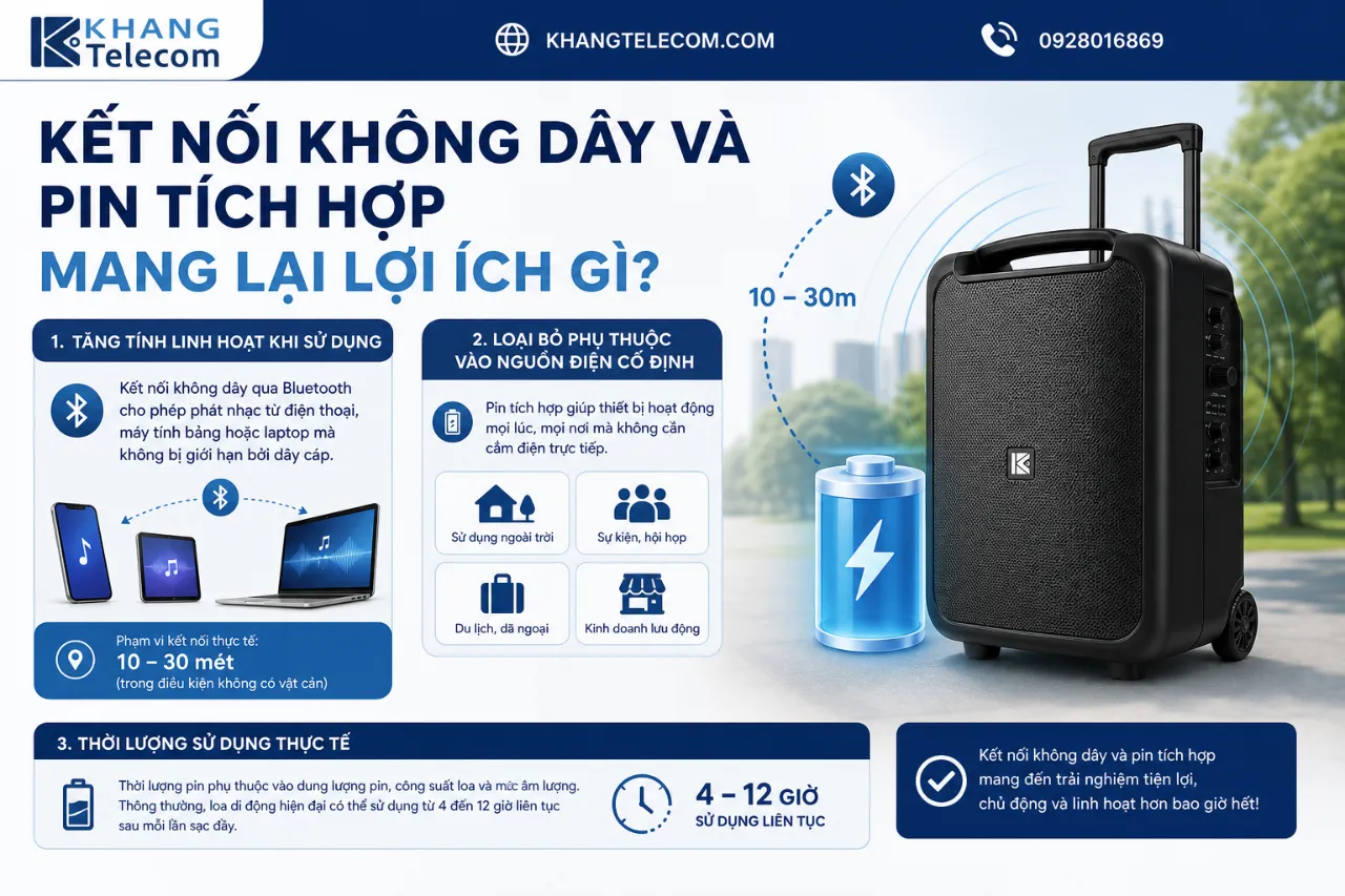 Kết Nối Không Dây Và Pin Tích Hợp Mang Lại Lợi Ích Gì?