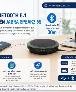 Loa Hội Nghị Jabra Speak2 55 MS Teams: 4 Mic, Bluetooth, USB-C