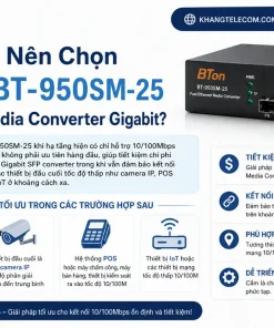 Chuyển Đổi Quang Điện BTON BT-950SM-25: 10/100M, 2 Sợi SC, 25km