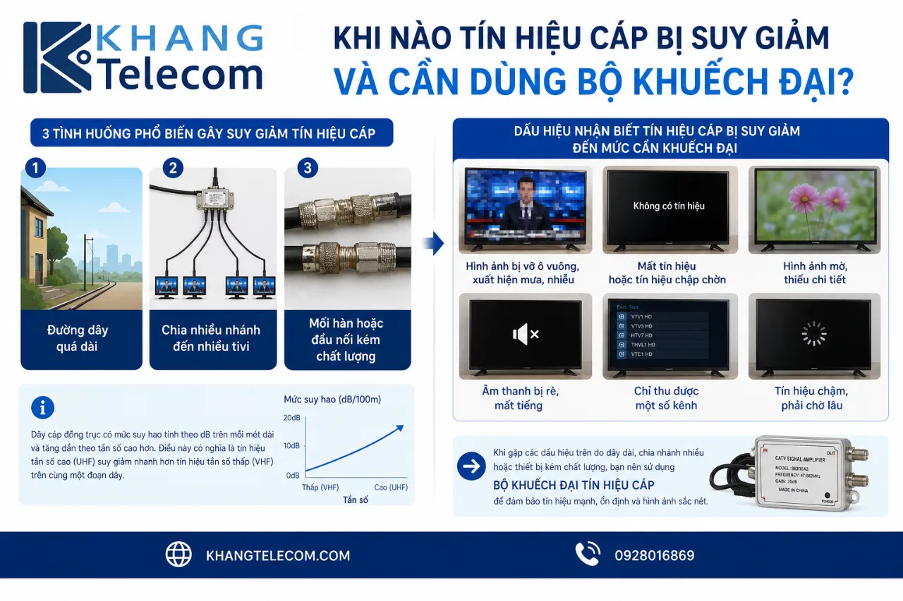 Khi nào tín hiệu cáp bị suy giảm và cần dùng bộ khuếch đại?
