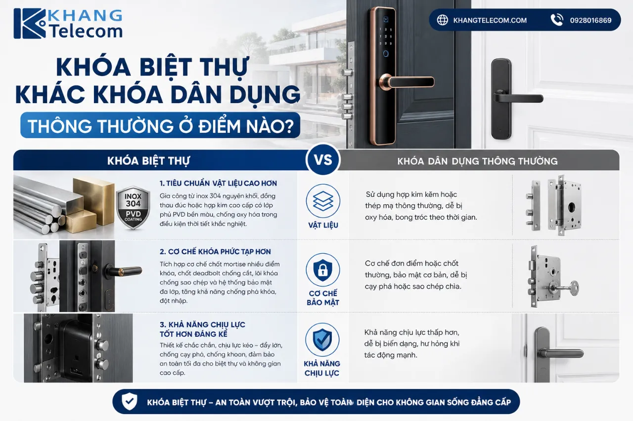 Khóa Biệt Thự Khác Khóa Dân Dụng Thông Thường Ở Điểm Nào?