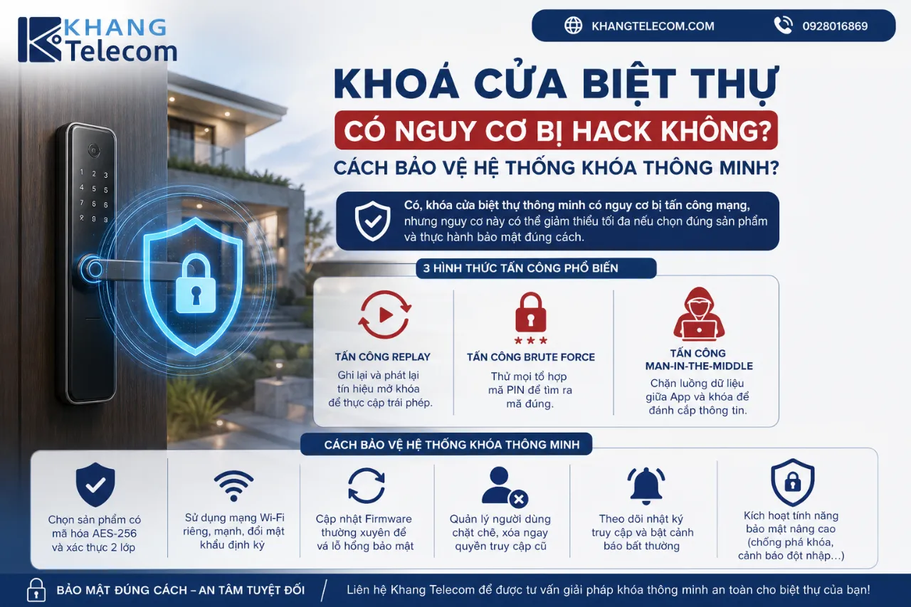 Khóa Cửa Biệt Thự Có Nguy Cơ Bị Hack Không? Cách Bảo Vệ Hệ Thống Khóa Thông Minh?