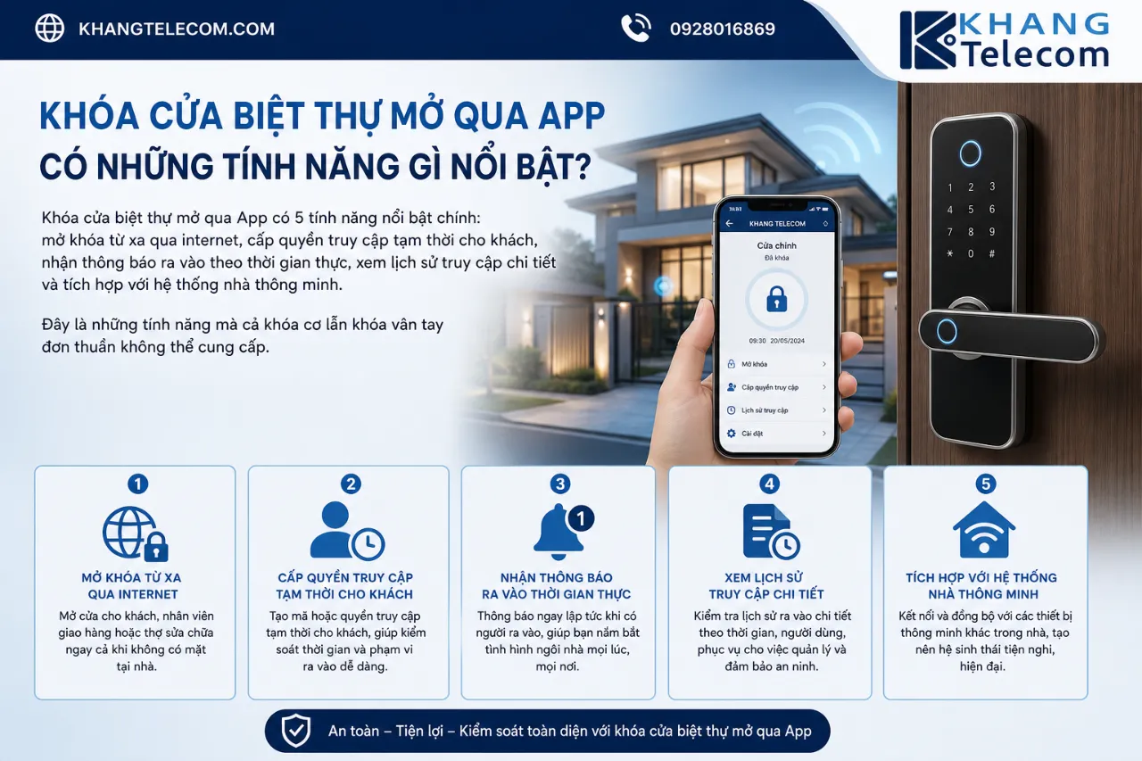 Khóa Cửa Biệt Thự Mở Qua App Có Những Tính Năng Gì Nổi Bật?