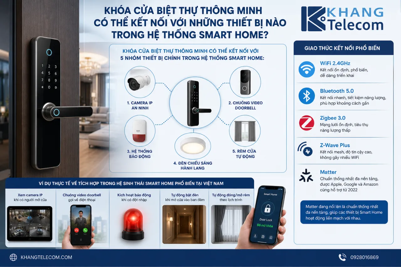 Khóa Cửa Biệt Thự Thông Minh Có Thể Kết Nối Với Những Thiết Bị Nào Trong Hệ Thống Smart Home?