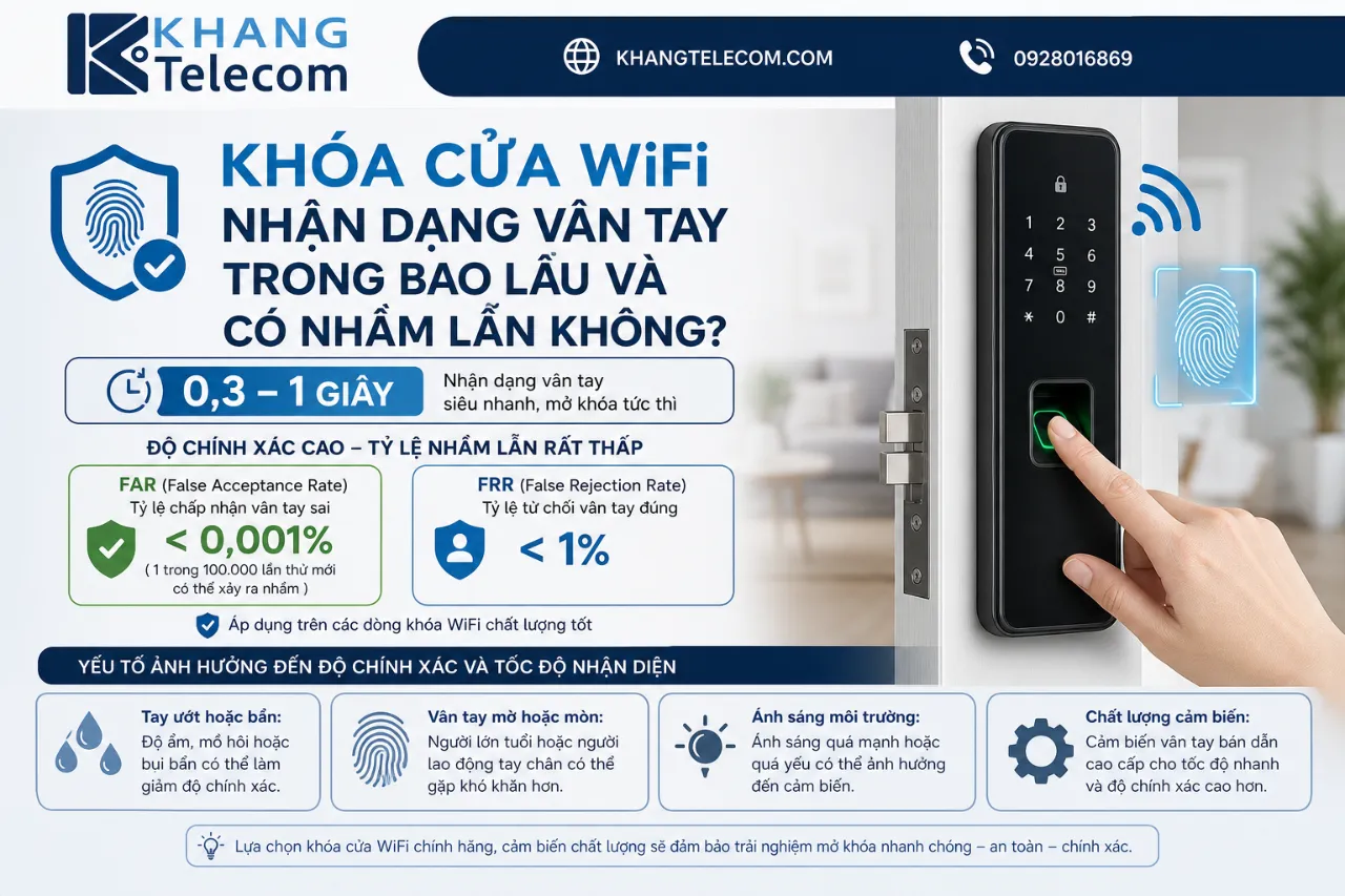 Khóa Cửa WiFi Nhận Dạng Vân Tay Trong Bao Lâu và Có Nhầm Lẫn Không?