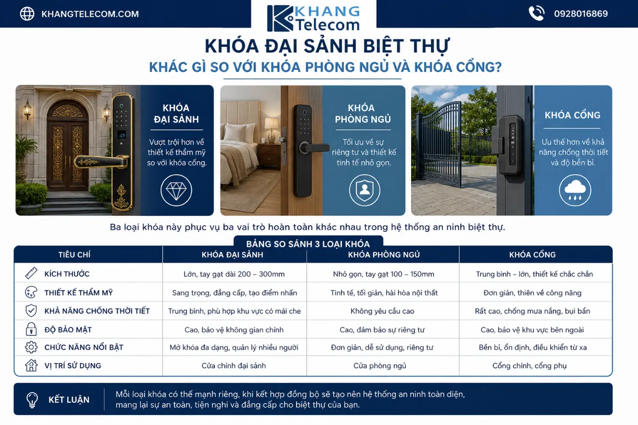 Khóa Đại Sảnh Biệt Thự Khác Gì So Với Khóa Phòng Ngủ Và Khóa Cổng?