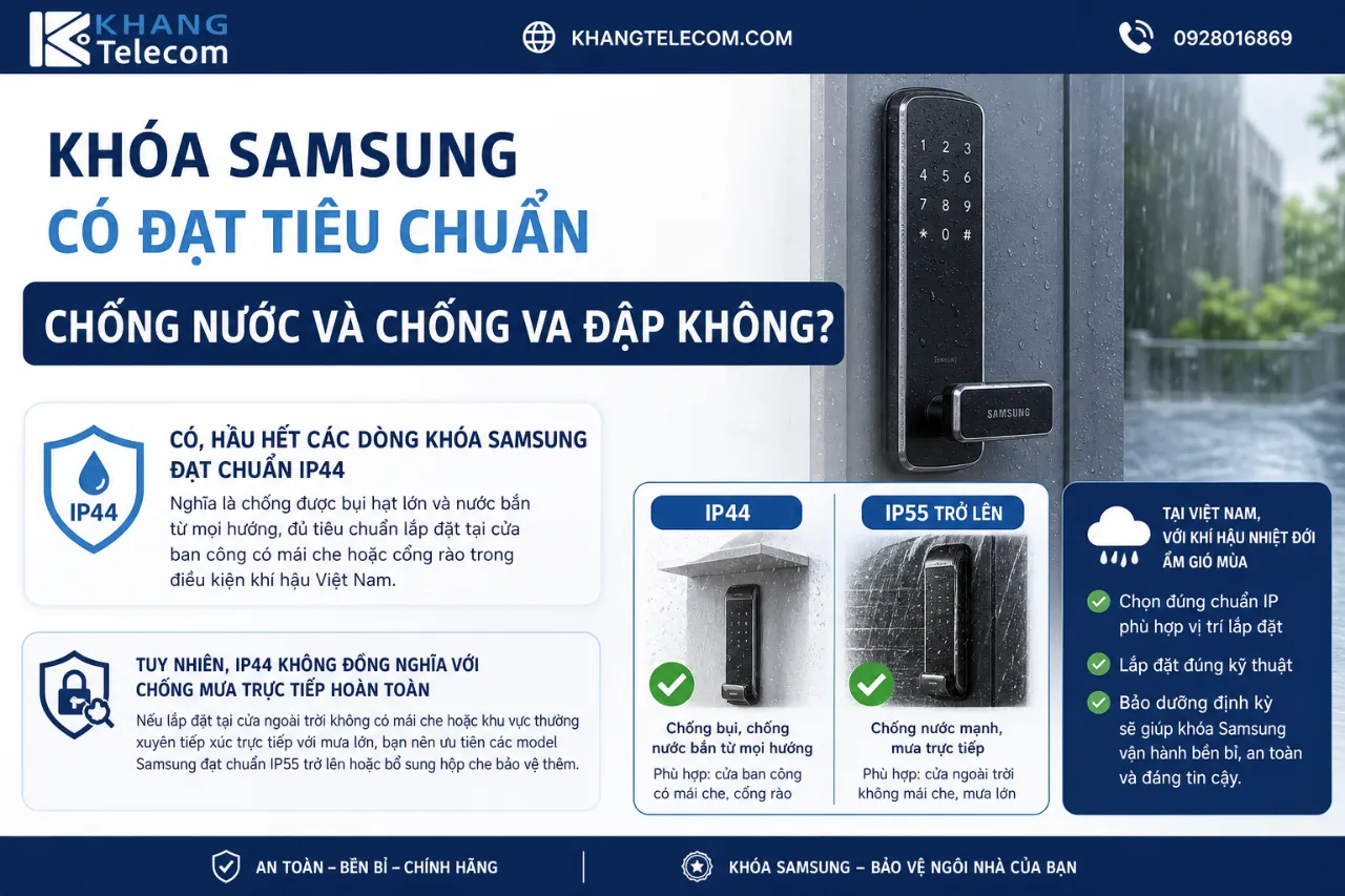 Khóa Samsung Có Đạt Tiêu Chuẩn Chống Nước Và Chống Va Đập Không?