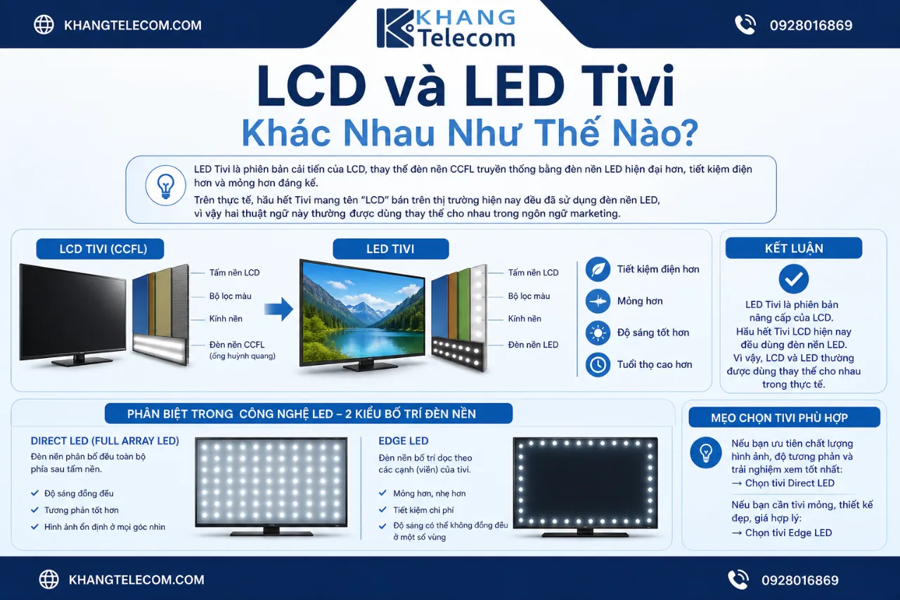 LCD và LED Tivi Khác Nhau Như Thế Nào?
