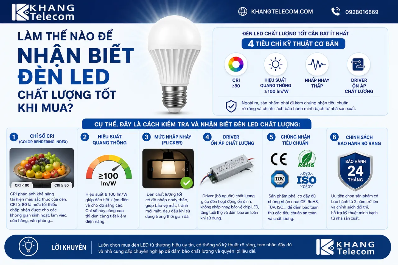 Làm thế nào để nhận biết đèn LED chất lượng tốt khi mua?