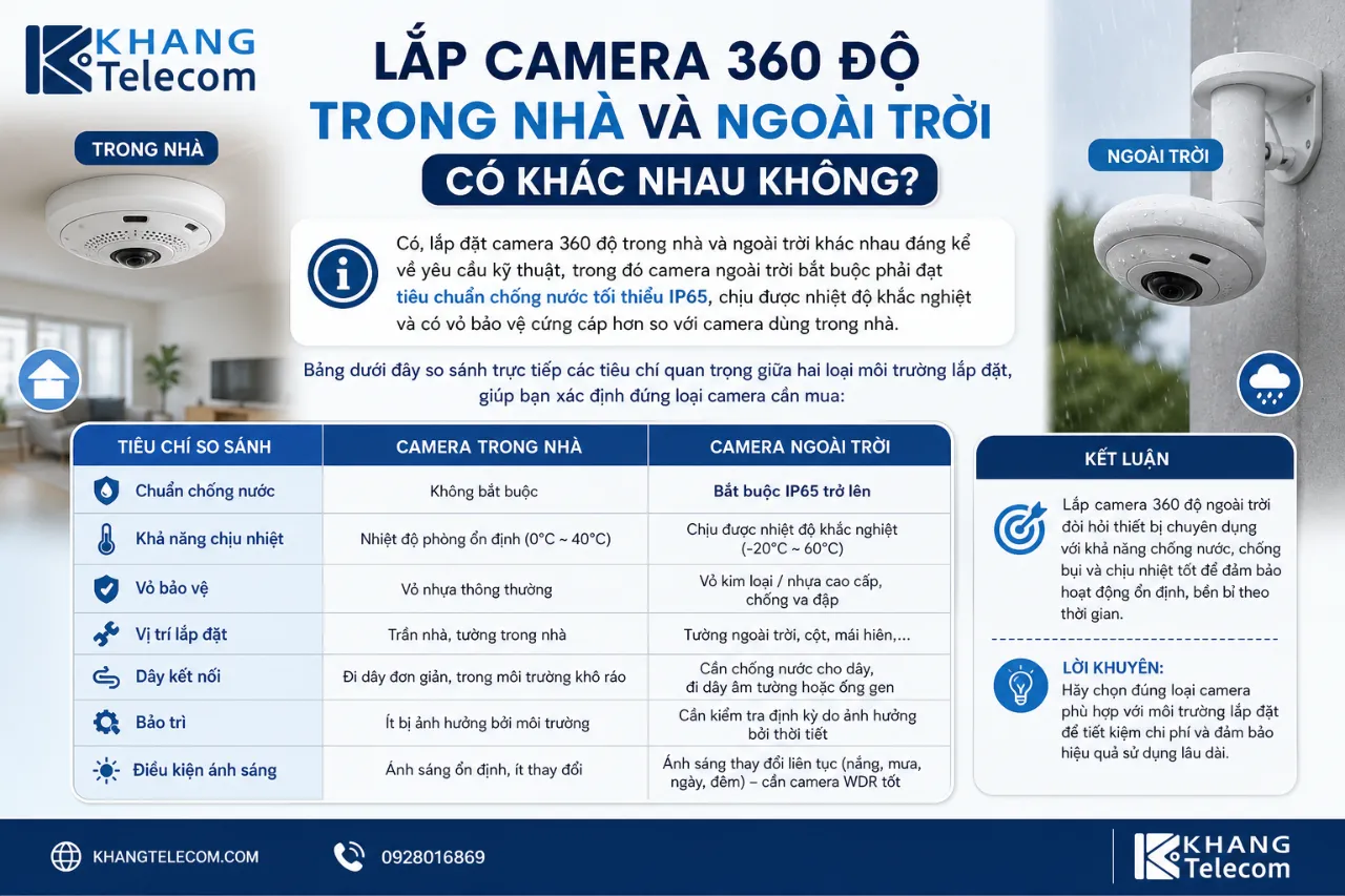 Lắp Camera 360 Độ Trong Nhà Và Ngoài Trời Có Khác Nhau Không?