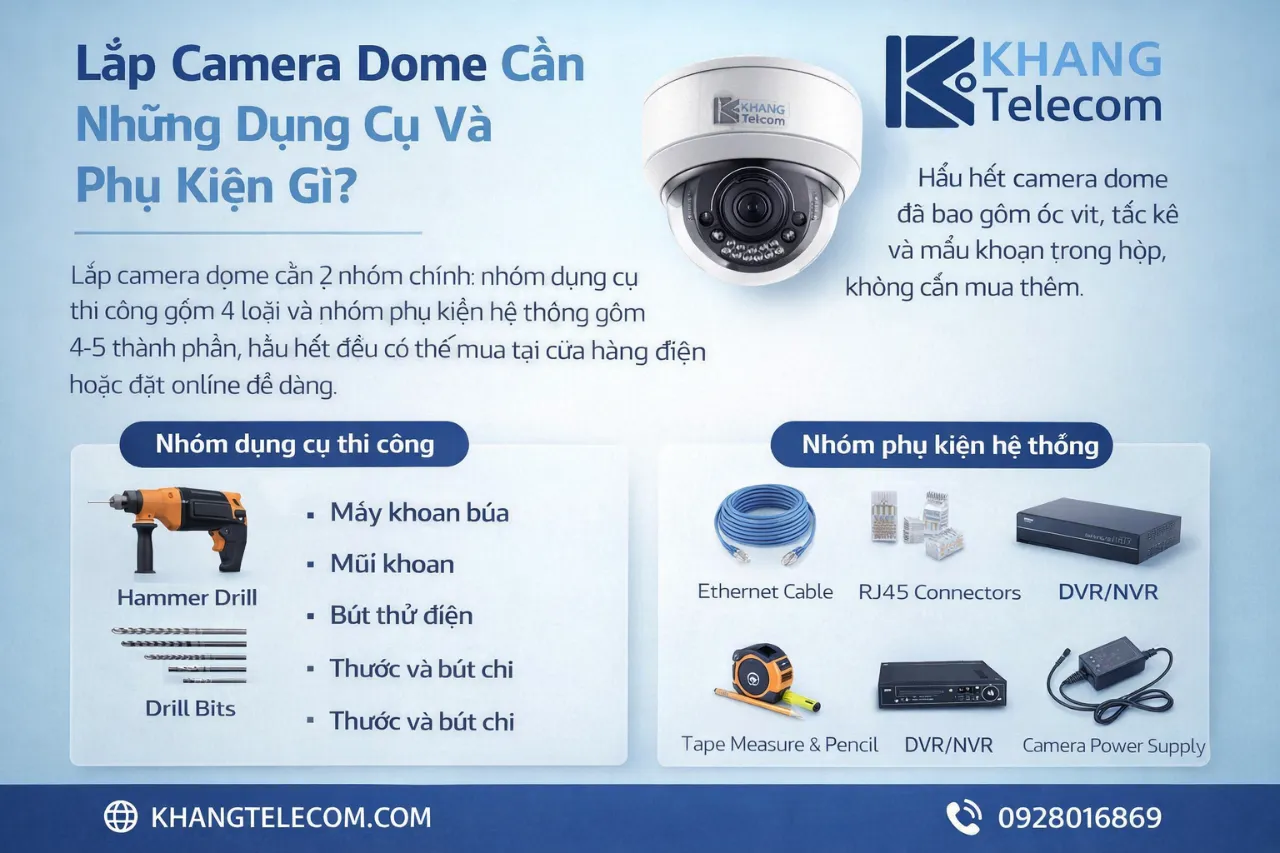 Lắp Camera Dome Cần Những Dụng Cụ Và Phụ Kiện Gì?