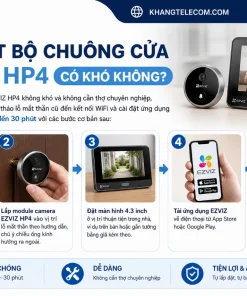 Bộ Chuông Cửa Màn Hình Không Dây EZVIZ HP4: 1080P, Pin 4600mAh
