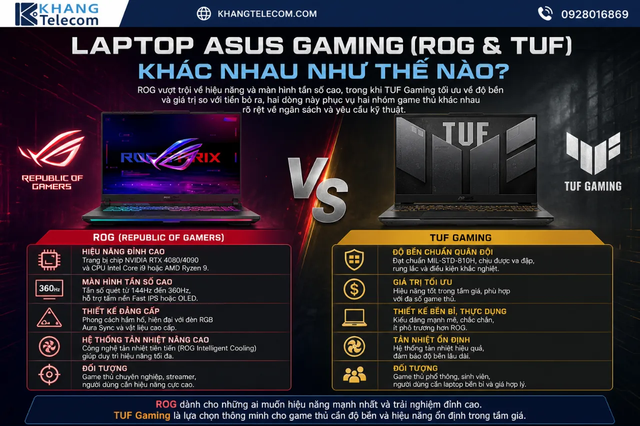 Laptop ASUS Gaming (ROG & TUF) Khác Nhau Như Thế Nào?