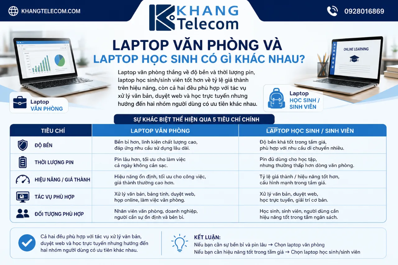 Laptop Văn Phòng Và Laptop Học Sinh Có Gì Khác Nhau?