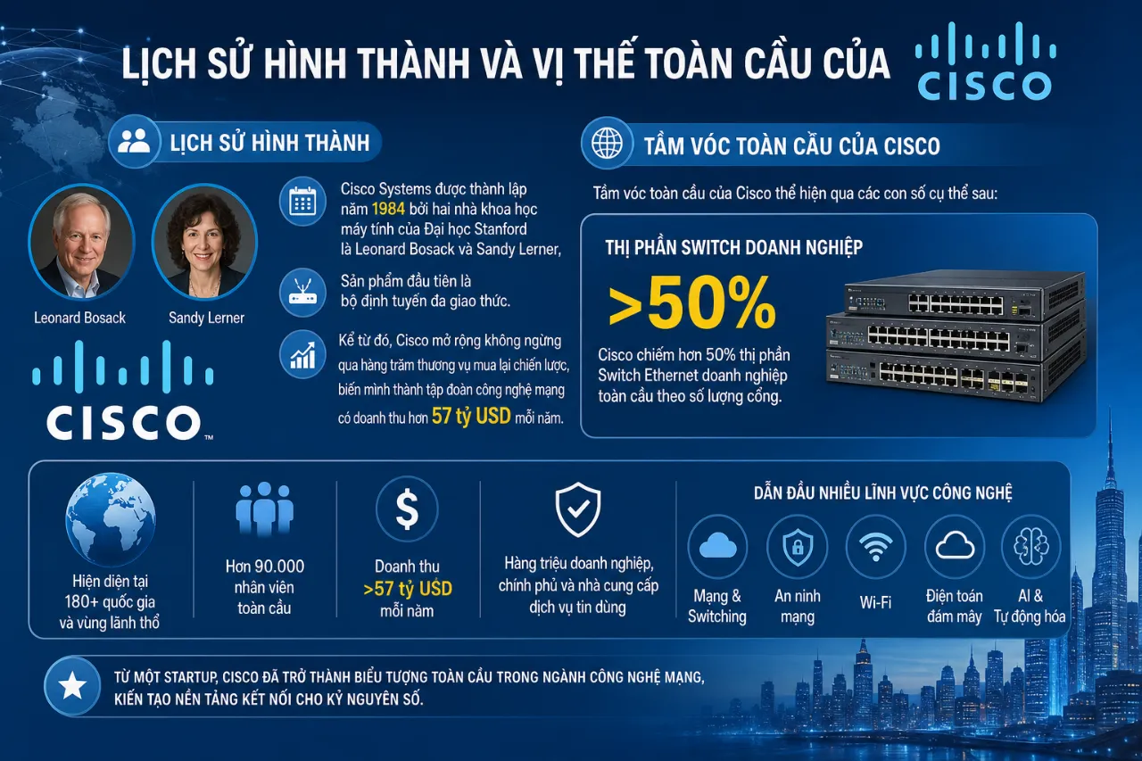 Lịch Sử Hình Thành và Vị Thế Toàn Cầu Của Cisco