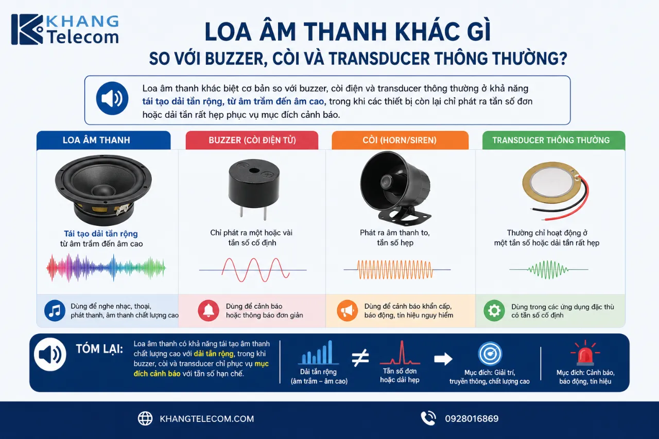 Loa Âm Thanh Khác Gì So Với Buzzer, Còi Và Transducer Thông Thường?