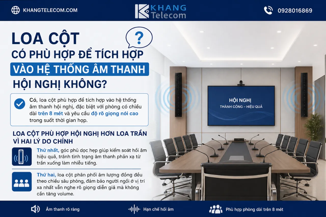 Loa Cột Có Phù Hợp Để Tích Hợp Vào Hệ Thống Âm Thanh Hội Nghị Không?
