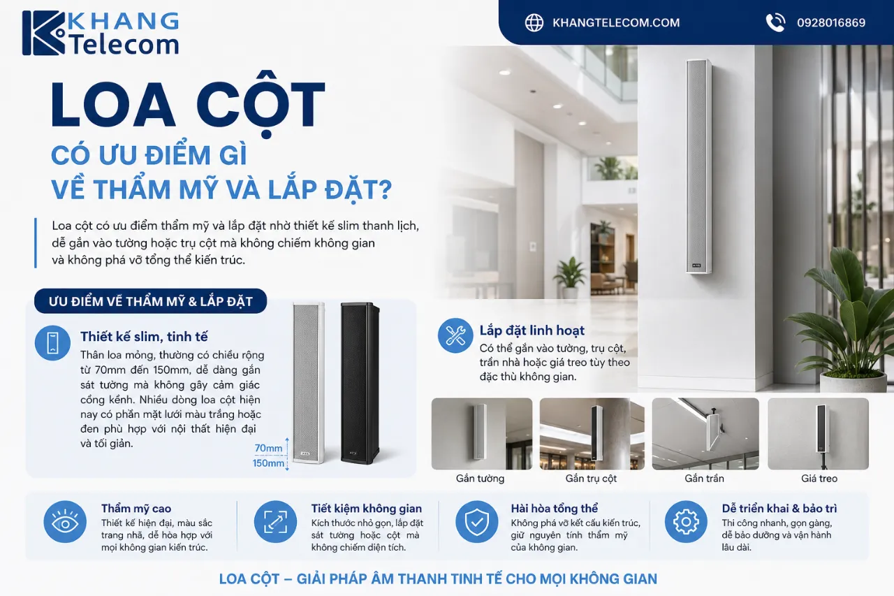 Loa Cột Có Ưu Điểm Gì Về Thẩm Mỹ Và Lắp Đặt?