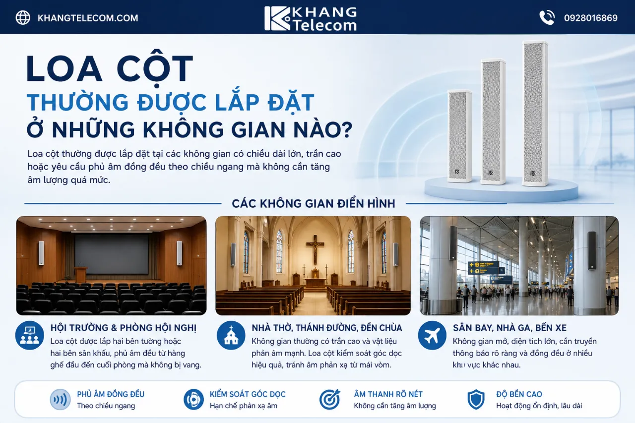 Loa Cột Thường Được Lắp Đặt Ở Những Không Gian Nào?
