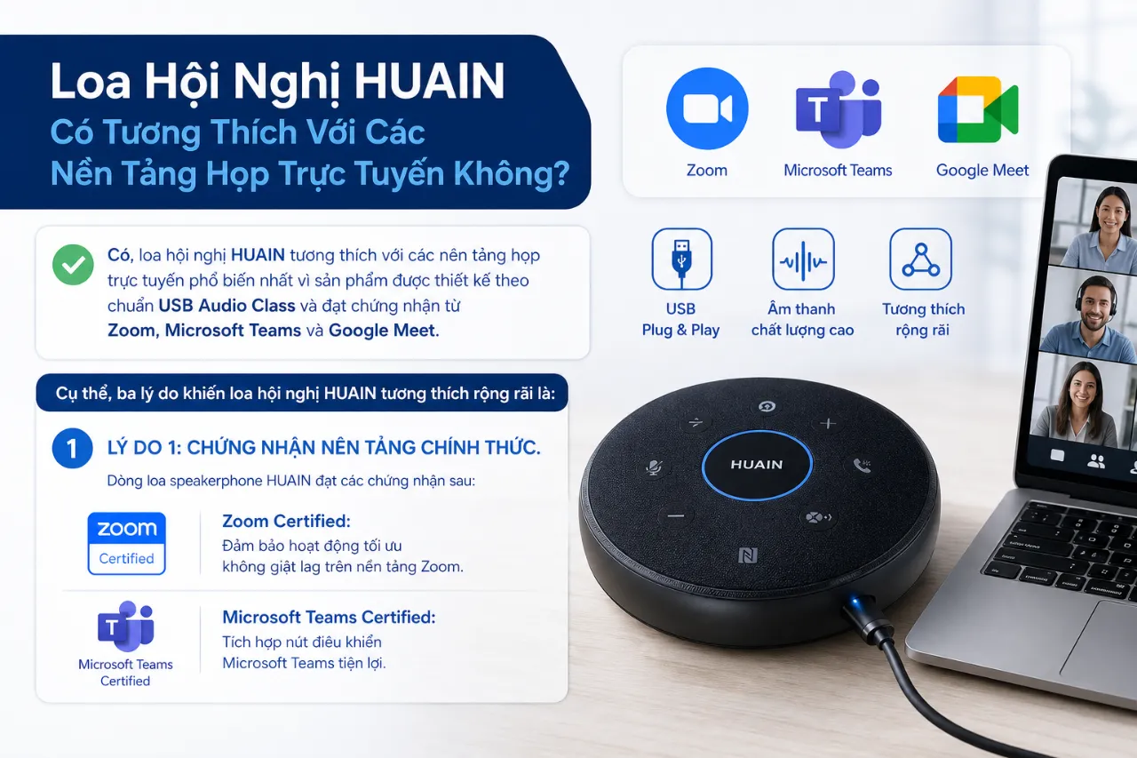 Loa Hội Nghị HUAIN Có Tương Thích Với Các Nền Tảng Họp Trực Tuyến Không?