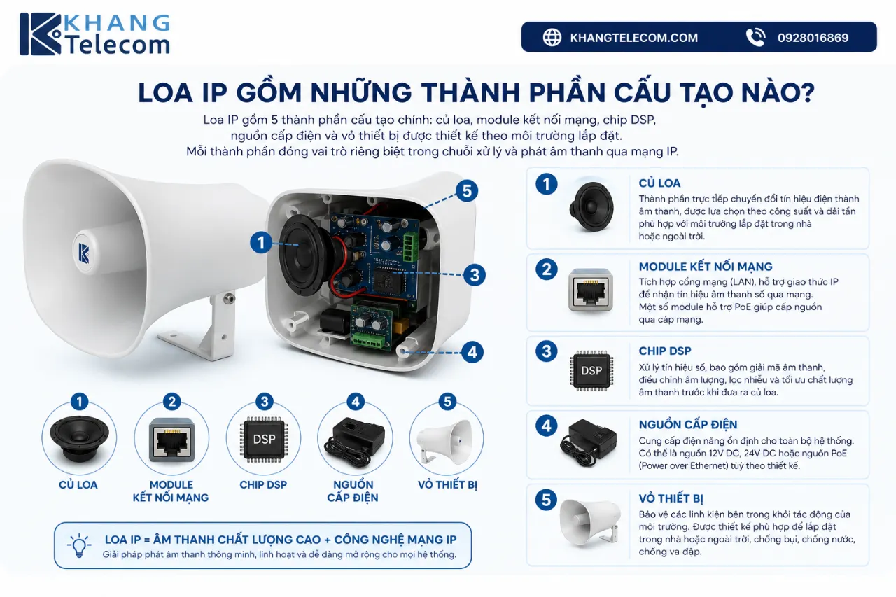 Loa IP gồm những thành phần cấu tạo nào?