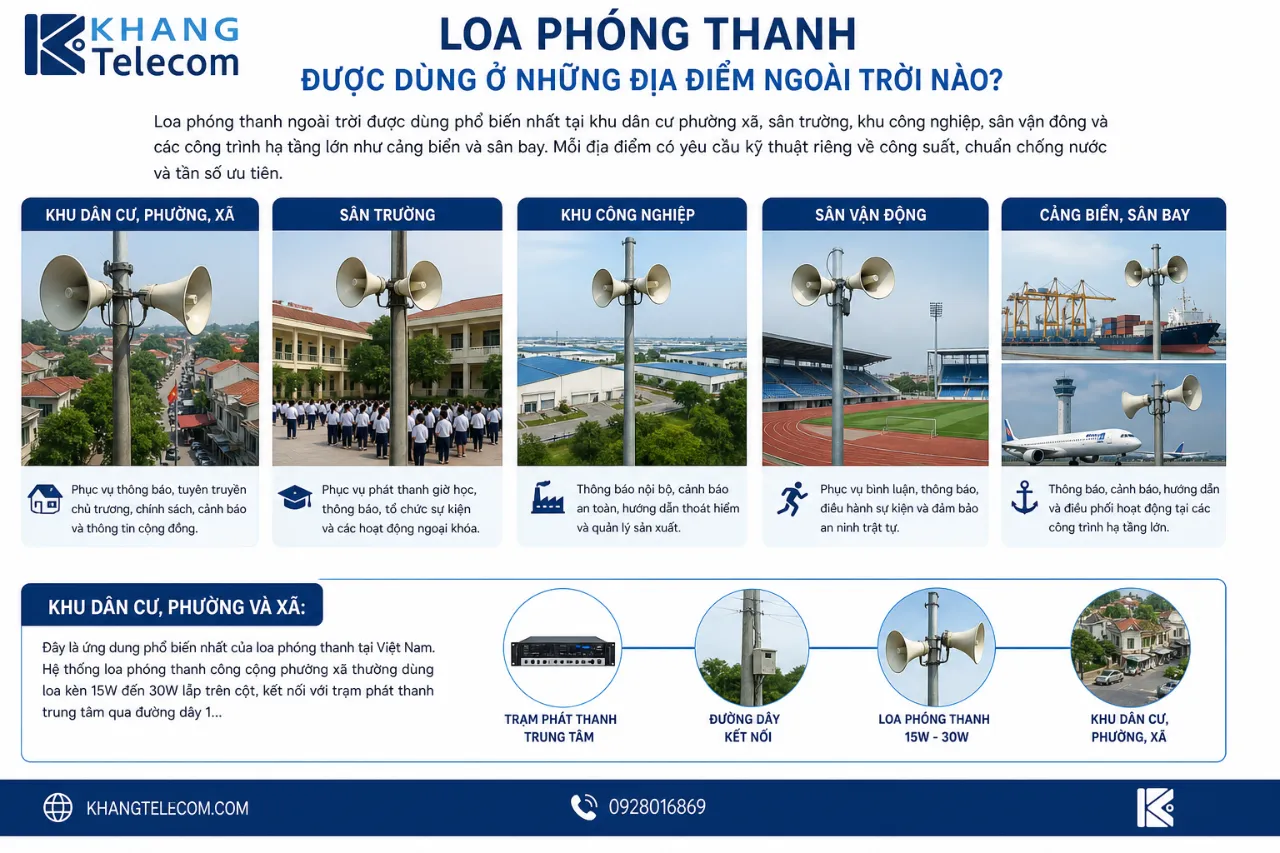 Loa Phóng Thanh Được Dùng Ở Những Địa Điểm Ngoài Trời Nào?