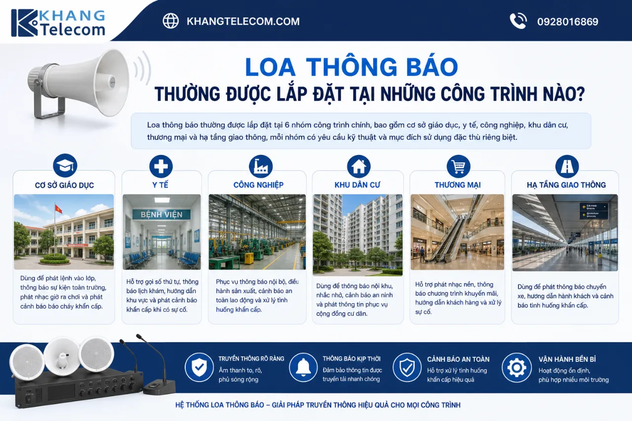 Loa Thông Báo Thường Được Lắp Đặt Tại Những Công Trình Nào?